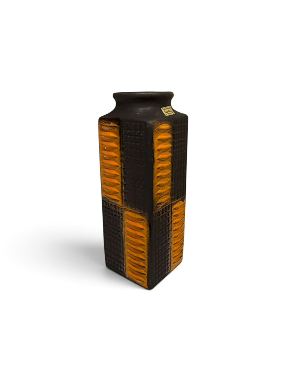 Mid‑Century Carstens West Germany Ceramic Vase – Brown & Orange, 12.5” - Picture 7 of 17